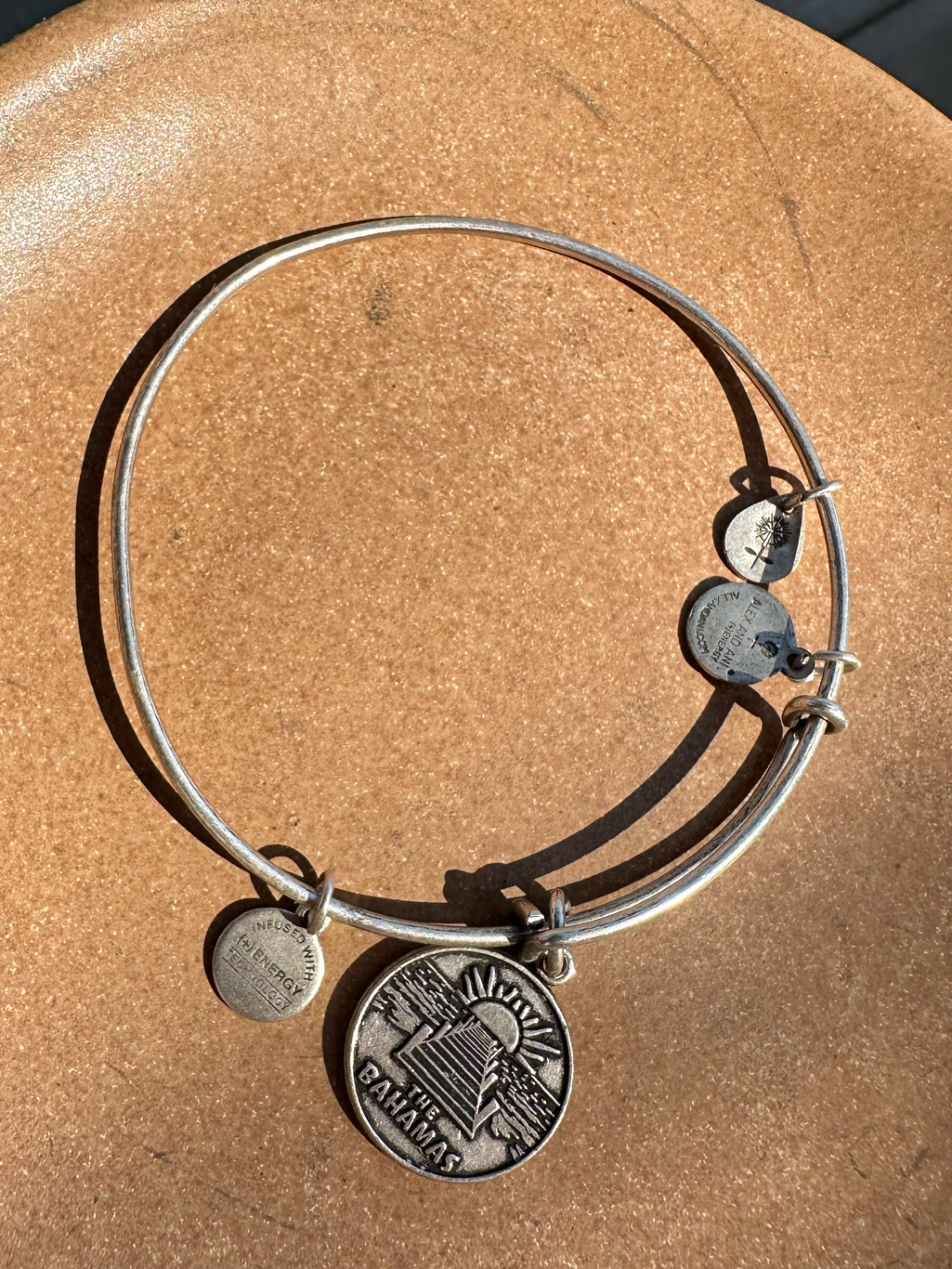 Alex And Ani Silver-Tone Bahamas Charm Bangle Bracelet